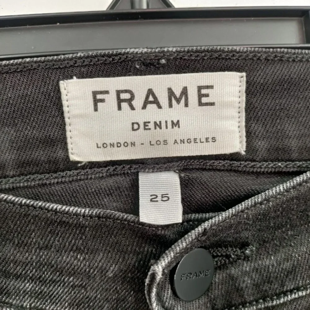 Frame Low-Rise Skinny Cropped Dark Wash Jeans Stretch Relaxed 25 Women Black